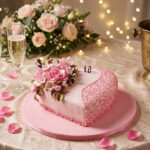 Elegant Heart-Shaped Engagement Cake - 2Kg Pink Theme
