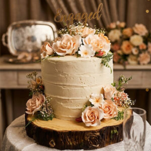 Rustic Floral Engaged Cake