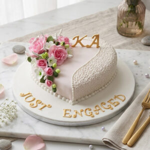 Celebrate your love story with this exquisitely designed engagement cake.