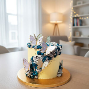 Elegant Butterfly Cascade Buttercream Celebration Cake