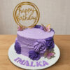 Charming Purple Buttercream Rose & Butterfly Birthday Cake with Gold Topper