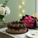 🤎 Chocolate Indulgence: Premium Drip Cake & Pink Rose Gift Combo