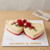 Elegant Interlocking Twin Heart Engagement or Wedding Cake