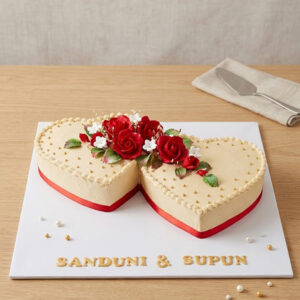 Elegant Interlocking Twin Heart Engagement or Wedding Cake