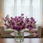Timeless Elegance: Premium Purple Orchid Arrangement in Fluted Glass Vase