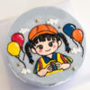 Cheerful Girl with Balloons Themed Celebration Cake