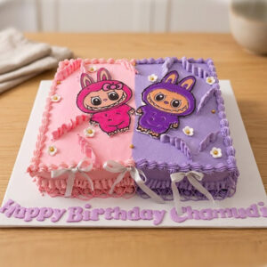 Charming Labubu Themed Dual-Tone Birthday Cake