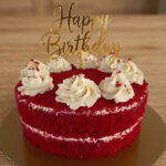 Red Velvet Cake with Gold Topper