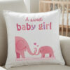 "A Sweet Baby Girl" Elephant Theme 16" x 16" Square Nursery Cushion