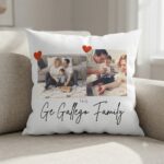 Personalized Family Photo 16" x 16" Square Cushion With Family Name
