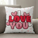 "I Love You" Romantic Heart Design 16" x 16" Square Cushion