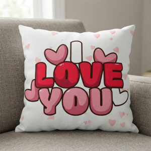 "I Love You" Romantic Heart Design 16" x 16" Square Cushion