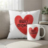 "ඔබට ආදරෙයි" (Love You) Romantic 16" x 16" Cushion and Mug Gift Combo