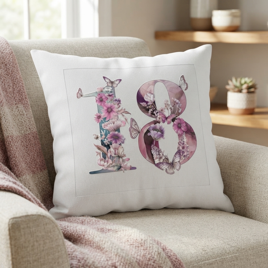 Floral Number 18 Decorative Cushion