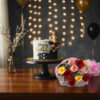 Black & Gold Cake and Mixed Rose Bouquet Combo