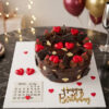 Chocolate Birthday Cake with Hearts & Calendar