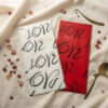 "LOVE" calligraphy design wrapping paper set.