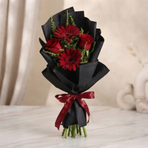 Elegant Red Rose and Gerbera Mixed Flower Bouquet