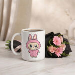 Labubu Designer Mug & Pink Floral Bouquet Combo Gift