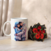Romantic Couple Printed Ceramic Mug with Flower Bouquet Gift Set