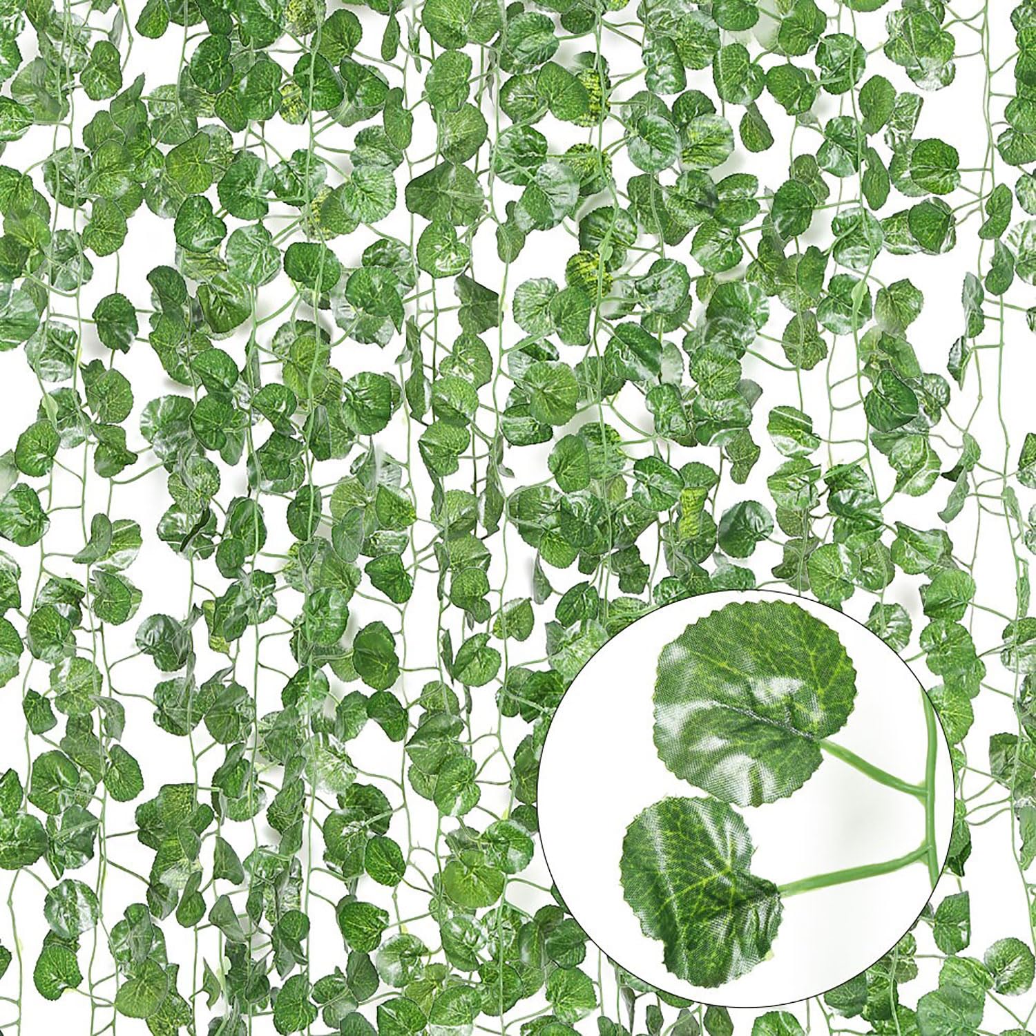 Long Deluxe Artificial Round-Leaf Green Vine Garland