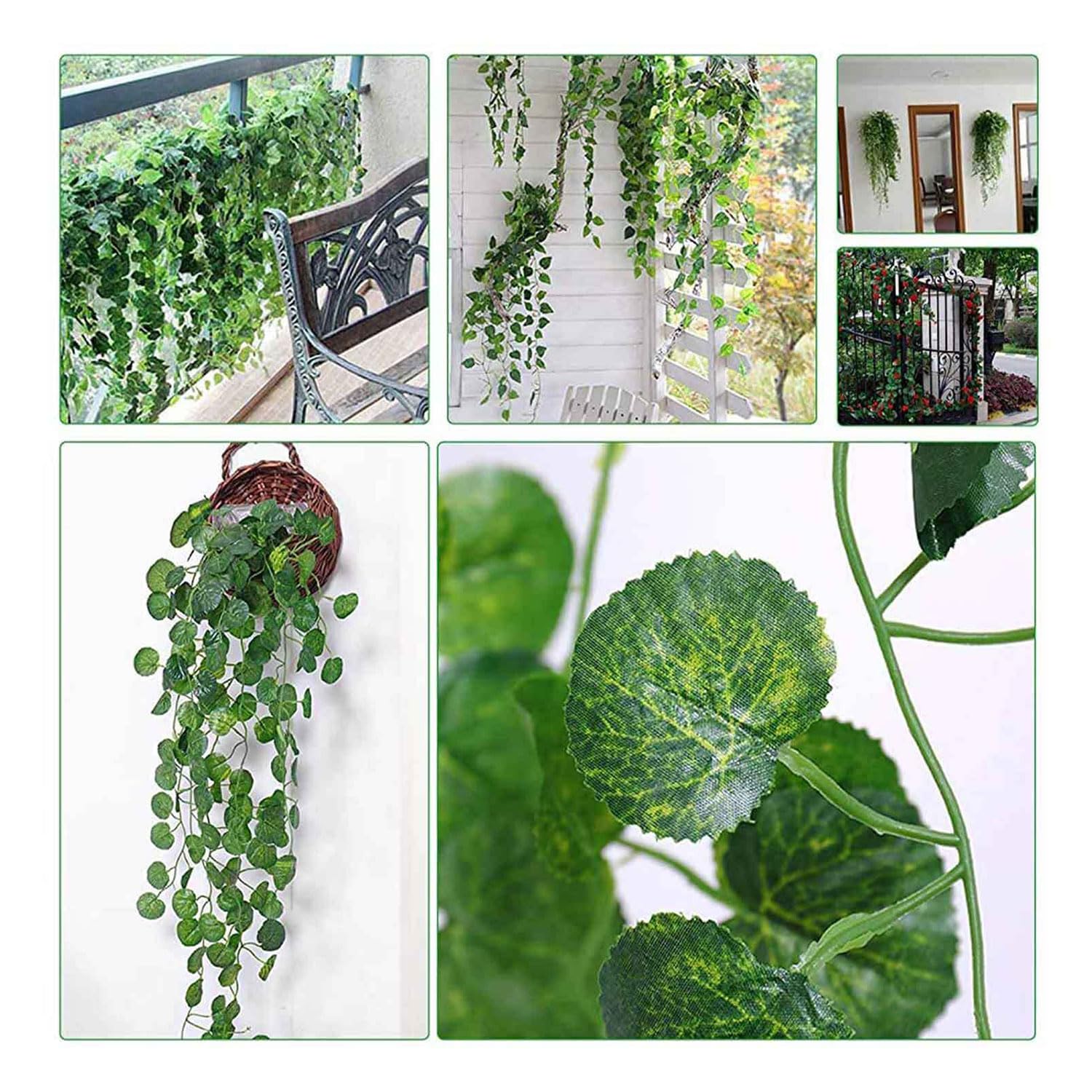 Long Deluxe Artificial Round-Leaf Green Vine Garland