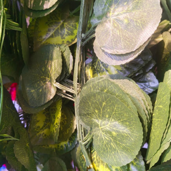 realistic round-leaf artificial vine garland.